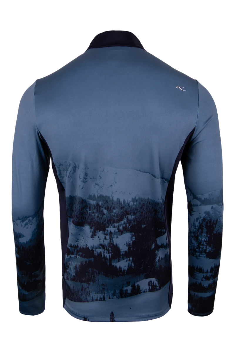 KJUS MEN'S REVEL PRINTED MIDLAYER HALF-ZIP Steel Blue/Deep Space 4 KJUS MEN'S REVEL PRINTED MIDLAYER HALF-ZIP Steel Blue/Deep Space - Afbeelding 2