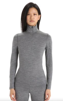 ICEBREAKER WOMEN'S TECH TOP 260 LONG SLEEVE HALF ZIP Gritstone Heather